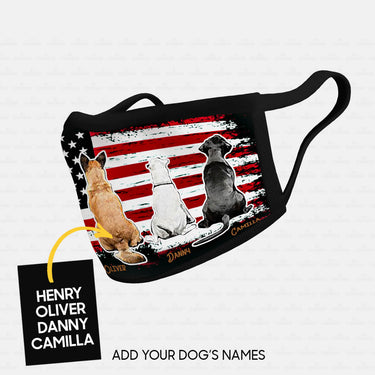 Personalized Dog Gift Idea - 4 Dogs Sit Together For Dog Lovers - Cloth Mask